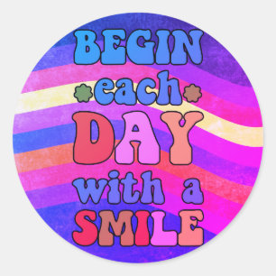 Niedlich Happy Retro Vintages Lächeln Runder Aufkleber