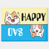 Niedlich Happy Sad Cartoon Cat, Fun & Simple Custo Magnet (Vorderseite)