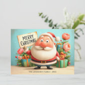 Niedlich Happy Santa Merry Feiertagskarte (Stehend Vorderseite)