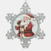 Niedlich Happy Santa Schneeflocken Zinn-Ornament (Vorderseite)