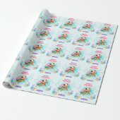 Niedlich Happy Sea Turtle Colorful Name 1. Geburts Geschenkpapier (Ungerollt)