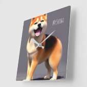 Niedlich Happy Shiba Inu Custom Portrait Foto & Na Quadratische Wanduhr (Winkel)