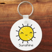 Niedlich Happy Smile Sunshine Custom Text Schlüsselanhänger (Vorderseite)