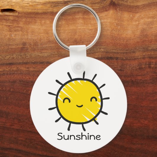 Niedlich Happy Smile Sunshine Custom Text Schlüsselanhänger (Vorderseite)