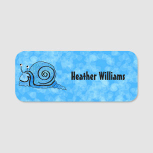 Niedlich Happy Snail Gefärbte Krawatte Blue Musche Namensschild