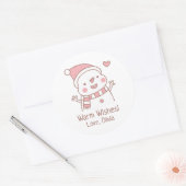 Niedlich Happy Snowman, Christmas Doodle Runder Aufkleber (Umschlag)