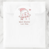 Niedlich Happy Snowman, Christmas Doodle Runder Aufkleber (Tasche)
