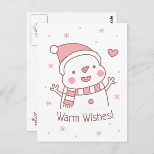 Niedlich Happy Snowman Doodle Weihnachtsgrüßen Postkarte (Vorne/Hinten)