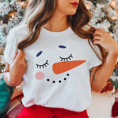Niedlich Happy Snowman Face Holiday T-Shirt
