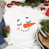 Niedlich Happy Snowman Face Holiday T-Shirt