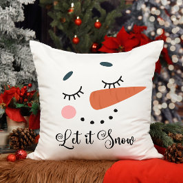 Niedlich Happy Snowman Face Let it Snow Holiday Kissen