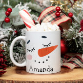 Niedlich Happy Snowman Face Personalisiert Holiday Kaffeetasse