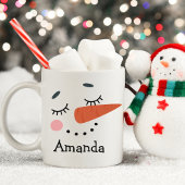 Niedlich Happy Snowman Face Personalisiert Holiday Kaffeetasse