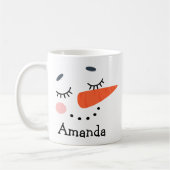Niedlich Happy Snowman Face Personalisiert Holiday Kaffeetasse (Links)