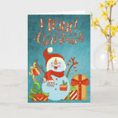 Niedlich Happy Snowman Frohe Weihnachten Karte (Gelbe Blume)