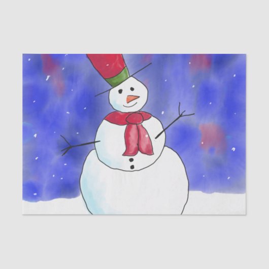 Niedlich Happy Snowman Illustration Seidenpapier (Vorderseite)