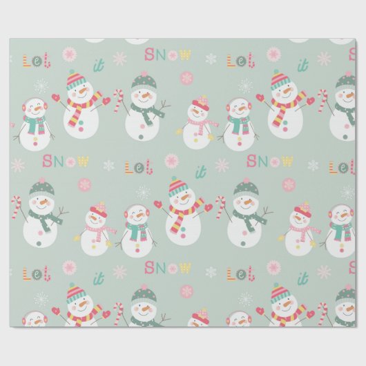 Niedlich Happy Snowman Let It Snow Kinder Weihnach Geschenkpapier (Flach)