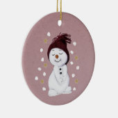 Niedlich Happy Snowman Pink Weihnachtsfest Keramik Ornament (Rechts)