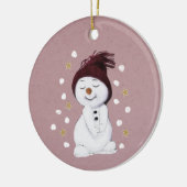 Niedlich Happy Snowman Pink Weihnachtsfest Keramik Ornament (Links)