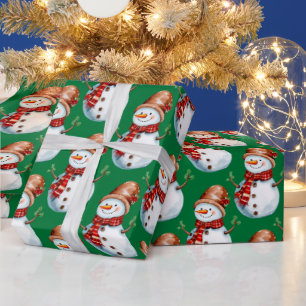 Niedlich Happy Snowman Watercolor Muster Geschenkpapier