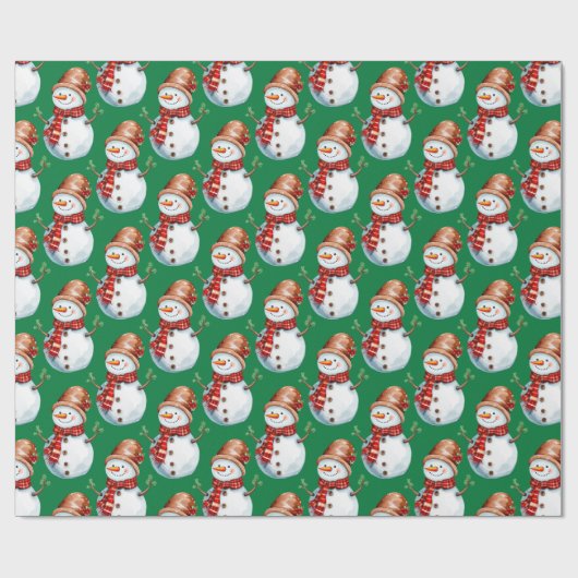 Niedlich Happy Snowman Watercolor Muster Geschenkpapier (Flach)