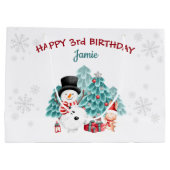 Niedlich Happy Snowman Weihnachten Geburtstag Große Geschenktüte (Rückseite)