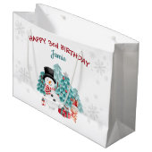 Niedlich Happy Snowman Weihnachten Geburtstag Große Geschenktüte (Vorderseite Schrägansicht)