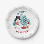 Niedlich Happy Snowman Weihnachten Geburtstagspart Pappteller (Vorderseite)