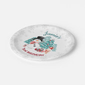 Niedlich Happy Snowman Weihnachten Geburtstagspart Pappteller (Schrägansicht)