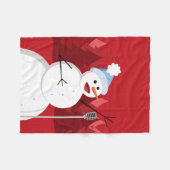 Niedlich Happy Snowman Weihnachten Rot Fleecedecke (Vorderseite (Horizontal))
