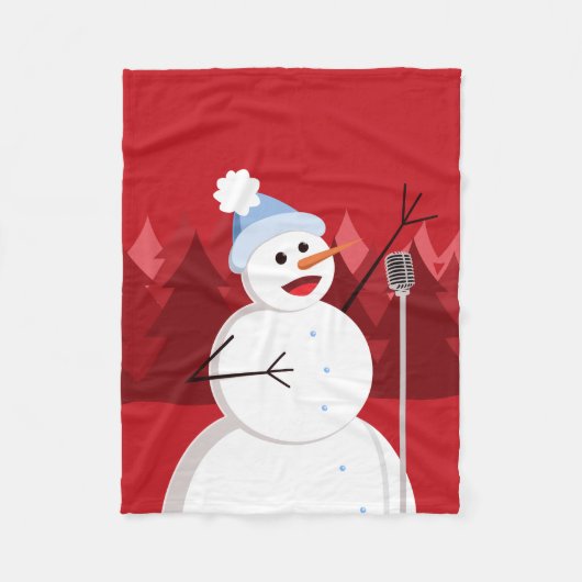 Niedlich Happy Snowman Weihnachten Rot Fleecedecke (Vorderseite)