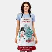 Niedlich Happy Snowman Weihnachts-Schürze Schürze (Getragen)
