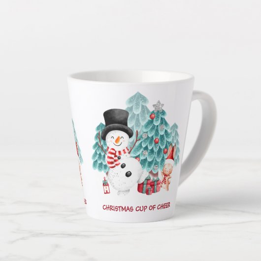 Niedlich Happy Snowman Weihnachtsname Kleine Latte Milchtasse (Rechte Ecke)