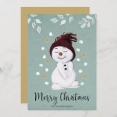 Niedlich Happy Snowman Winter Blue Weihnachten (Vorne/Hinten)