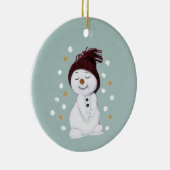 Niedlich Happy Snowman Winter Blue Weihnachten Keramik Ornament (Rechts)