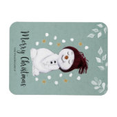 Niedlich Happy Snowman Winter Blue Weihnachten Magnet (Horizontal)