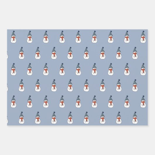 Niedlich Happy Snowman Wrapping Paper Set 3 Geschenkpapier Set (Vorderseite 3)