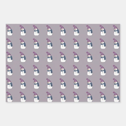 Niedlich Happy Snowman Wrapping Paper Set 3 Geschenkpapier Set (Vorderseite)