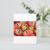 Niedlich Happy Strawberries Postkarte (Stehend Vorderseite)
