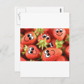 Niedlich Happy Strawberries Postkarte (Vorne/Hinten)