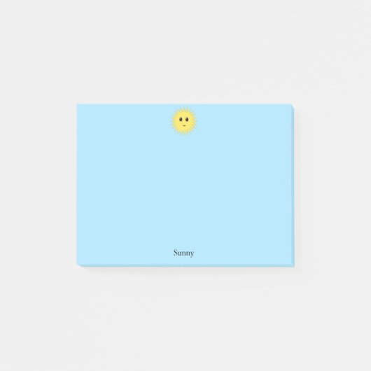 Niedlich Happy Sun auf hellblauem Hintergrund Post-it Klebezettel (Vorderseite)