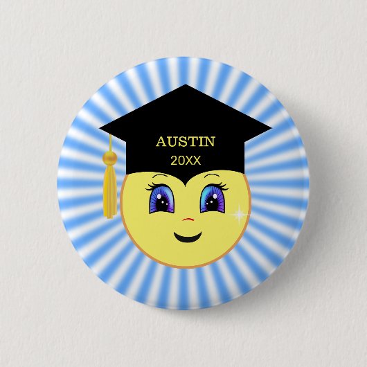 Niedlich Happy Sun Face Abschluss Button (Vorderseite)