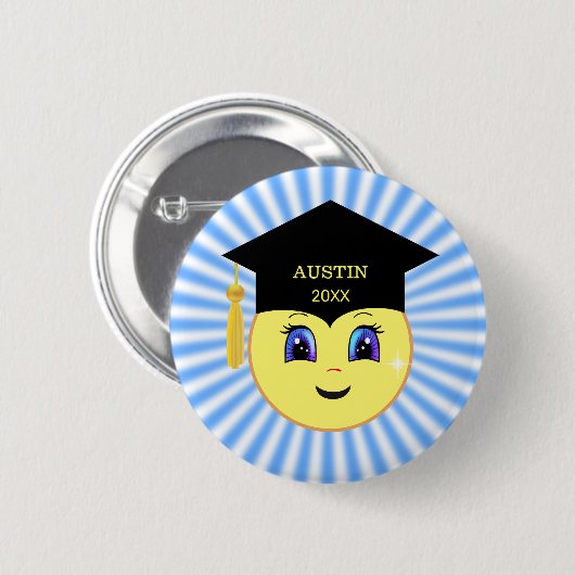 Niedlich Happy Sun Face Abschluss Button (Vorne & Hinten)