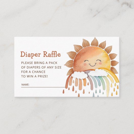 Niedlich Happy Sunshine Diaper Raffle Baby Dusche Begleitkarte (Vorderseite)