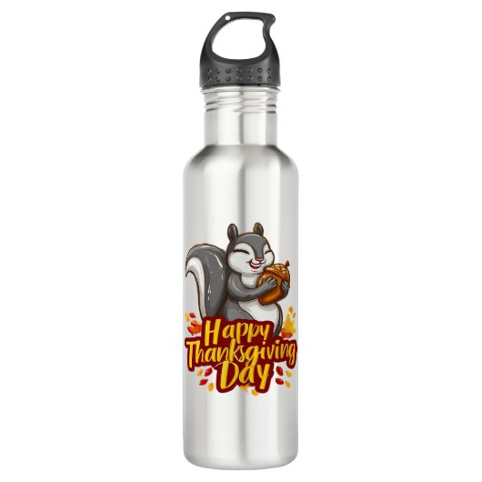 Niedlich Happy Thanksgiving Squirrel Classic T - S Edelstahlflasche (Vorderseite)