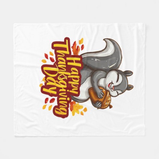 Niedlich Happy Thanksgiving Squirrel Classic T - S Fleecedecke (Vorderseite (Horizontal))