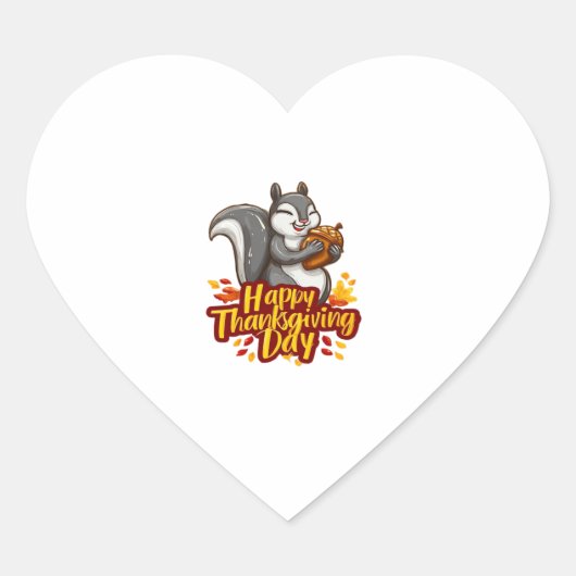 Niedlich Happy Thanksgiving Squirrel Classic T - S Herz-Aufkleber (Vorderseite)