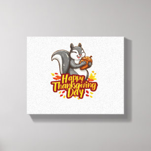 Niedlich Happy Thanksgiving Squirrel Classic T - S Leinwanddruck