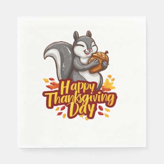 Niedlich Happy Thanksgiving Squirrel Classic T - S Serviette (Vorderseite)