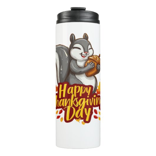 Niedlich Happy Thanksgiving Squirrel Classic T - S Thermosbecher (Vorderseite)
